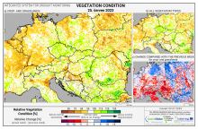 Dopady na vegetaci - Evropa - 25. červen 2023