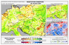 Dopady na vegetaci - Evropa - 6. červenec 2024