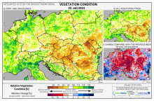 Dopady na vegetaci - Evropa - 22. září 2024