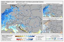 Index půdní vláhy - Evropa - 20. únor 2025